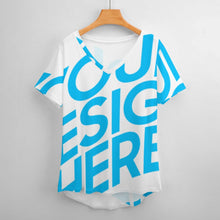 Charger l'image dans la galerie, Impression d’image unique Tee shirt en col V manches courtes ample chic femme dodu NZ109 personnalisé avec motif logo photo texte