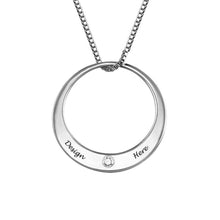 Charger l'image dans la galerie, Collier Ring Diamant en Argent Sterling 925 / Cuivre X0015 gravure personnalisé avec texte prénom