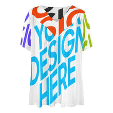 Charger l'image dans la galerie, Impression des multi-images T-shirt à manches courtes à col en V femme BDT personnalisé avec photo logo texte motif