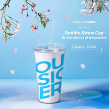 Charger l'image dans la galerie, Gobelet avec paille plastique double couche personnalisé avec photo logo motif texte