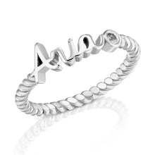 Charger l'image dans la galerie, Bague en spirale J0012 gravé personnalisée avec lettre prénom texte en argent sterling 925 pour femme