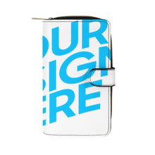 Charger l'image dans la galerie, Portefeuille à deux volets en cuir pour femmes et hommes personnalisé avec photo texte prénom