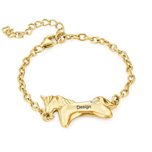 Charger l'image dans la galerie, Bracelet licorne pour fille S0040 gravure personnalisé avec prénom texte