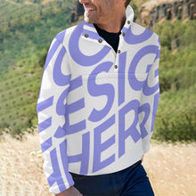 Charger l'image dans la galerie, Sweat à capuche ample d'hiver avec boutons col montant homme personnalisée avec photo texte motif logo (impression complète Une Image)
