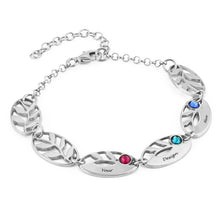 Charger l'image dans la galerie, Bracelet feuille 925 en argent sterling S0022 gravure personnalisé avec texte prénom