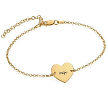 Charger l'image dans la galerie, Chaîne bracelet de cheville argent avec pendentif coeur S0024 gravé personnalisé avec texte prénom