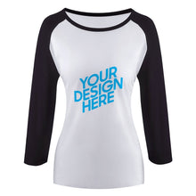 Charger l'image dans la galerie, T-shirt Raglan à manches longues en coton femme personnalisé avec photo motif image logo texte