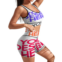 Charger l'image dans la galerie, Ensemble de costume de sport de yoga pour femme XG005Y09A costume de train de jogging personnalisé avec logo texte photo (conception multi-images)