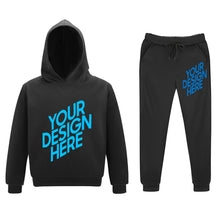 Charger l'image dans la galerie, Sweat à capuche ensemble ado garçon fille (estampé à chaud) personnalisé avec photo texte et logo