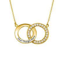 Charger l'image dans la galerie, Collier pendentifs pierres de naissance rondes imbriquées X0079 pour femme argent sterling 925 gravure personnalisé avec prénom