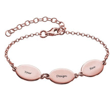 Charger l'image dans la galerie, Bracelet ovale S0023 pour femme longueur réglable gravure personnalisé avec texte prénom