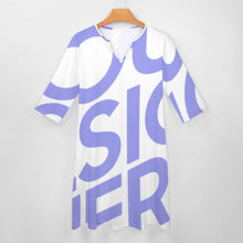 Charger l'image dans la galerie, Robe col v manche 3/4 femme BNQ personnalisée avec photo motif logo texte (impression d'image unique)