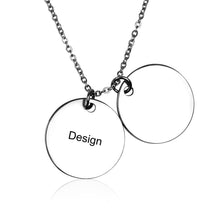 Charger l'image dans la galerie, Collier disque deux en acier au titane pour femmes gravure personnalisé avec prénom texte