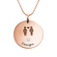 Charger l'image dans la galerie, Collier rond garçon fille avec diamant en argent 925 / cuivre plaqué or / or rose pour couples mère père X0017 personnalisé avec prénom