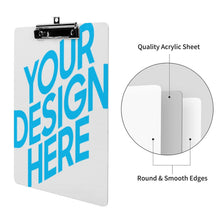 Charger l'image dans la galerie, Presse-papiers en acrylique A4 Papeterie Étanche Fichier Conseil Clip Dossier Attelle personnalisé avec photo logo texte motif