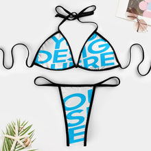 Charger l'image dans la galerie, Ensemble 2 pièces maillot de bain bikini triangle push up J195D57 femme avec soutien-gorge à lacets personnalisé avec photo motif texte (conception multi-images)