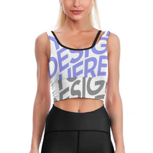 Charger l'image dans la galerie, Soutien-gorge de sport de gymnastique pour femmes, haut de yoga YJ023 personnalisé avec photo motif texte (conception multi-images)