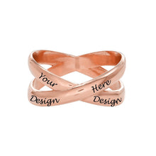Charger l'image dans la galerie, Croix Bague / X Anneau / Double Anneaux De Cuivre pour Femmes Hommes Gravure Personnalisée avec Texte Nom Lettres