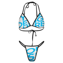 Charger l'image dans la galerie, Ensemble 2 pièces maillot de bain bikini triangle push up J195D57 femme avec soutien-gorge à lacets personnalisé avec photo motif texte (conception multi-images)