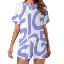 Charger l'image dans la galerie, Ensemble de Pyjama court chemise de nuit courte pour femme UTZ personnalisé avec prénom photo logo (impression d’image unique)