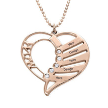 Charger l'image dans la galerie, Collier coeur pierre de naissance X0021 en argent sterling 925 gravure personnalisé avec prénom