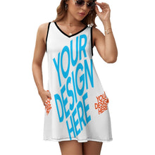 Charger l'image dans la galerie, Robe d'été sans manches avec décolleté en V avec poches NZ012 femme personnalisée avec photo motif logo texte (impression d'image unique)