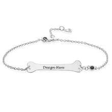 Charger l'image dans la galerie, Bracelet en os long avec pendentif S0037 gravure personnalisé avec texte prénom