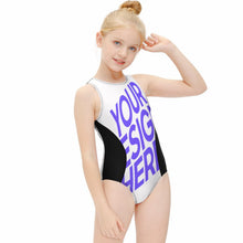 Charger l'image dans la galerie, Maillot de bain une pièce fille NT032 personnalisé avec photo motif texte (conception multi-images)