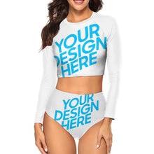 Charger l'image dans la galerie, Maillot de bain CL7021 personnalisé femme 2 pièces avec top à manches longues avec photo logo et texte