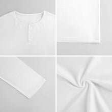 Charger l'image dans la galerie, Chemise Henry pour homme A37L col rond manches longues patte de boutonnage personnalisée avec prénom motif texte (conception multi-images)