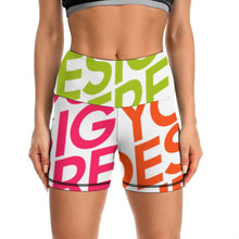 Charger l'image dans la galerie, Shorts de yoga sport pour femmes Y10A personnalisés avec photo texte motif (conception multi-images)