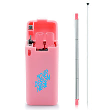 Charger l'image dans la galerie, Paille à boire pliable personnalisée en plastique et acier inoxydable