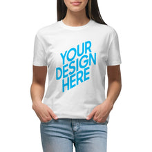 Charger l'image dans la galerie, T-shirt tee shirt coton à manches courtes en col rond femme imprimé sur le devant personnalisé avec photo logo motif texte