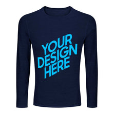 Charger l'image dans la galerie, T-shirt tee shirt homme à manches longues en col rond en coton personnalisé avec photo motif logo texte