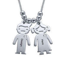 Charger l'image dans la galerie, Mère Collier avec pendentifs de enfants X0008 gravure personnalisé avec prénom texte