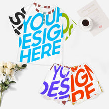 Charger l'image dans la galerie, Ensemble 2 pièces pyjama manches courtes chemise de nuit courte femme UTZ personnalisé avec photo logo texte (impression des multi-images)