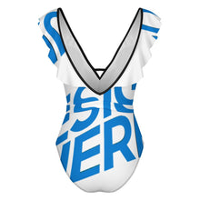 Charger l'image dans la galerie, 2024 NOUVEAU maillots de bain femme maillot de bain une pièce sexy maillot de bain de plage col en V SDS2003 avec bordure à volants personnalisé avec photo texte prénom (conception une image)