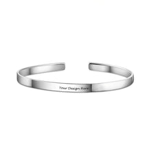 Charger l'image dans la galerie, Bracelet Ouvert Simple en argent pour hommes S0046 gravé personnalisé avec texte prénom