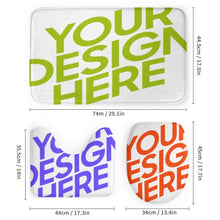 Charger l'image dans la galerie, Ensemble de tapis de salle de bain 4 pièces, Rideau de douche / Tapis / Tapis de sol pour salle de bain en forme de U / Couverture de couvercle de toilette personnalisé avec photo logo texte motif