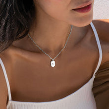 Charger l'image dans la galerie, Collier Pendentif Hexagonal en argent sterling 925 pour femme homme X0053 gravure personnalisé avec texte prénom