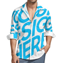 Charger l'image dans la galerie, Chemise Boutonnée Homme en col V grande taille avec poche personnalisée avec photo motif logo texte (Impression d'image unique)