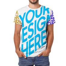 Charger l'image dans la galerie, T-shirt tee shirt manches courtes en coton homme personnalisé avec photo texte motif (conception multi-images)