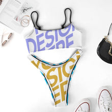 Charger l'image dans la galerie, Maillot de bain bikini bustier ensemble 2 pièces femme personnalisé avec photo logo texte (conception multi-images)