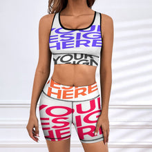 Charger l'image dans la galerie, Ensemble de costume de sport de yoga pour femme XG005Y09A costume de train de jogging personnalisé avec logo texte photo (conception multi-images)