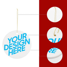 Charger l'image dans la galerie, Décoration / pendentif de Noël céramique rond personnalisé avec photo texte motif logo
