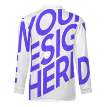 Charger l'image dans la galerie, Polo tee shirt sweat shirt homme manches longues RL avec col tricoté et zip court personnalisé avec photo motif texte (conception une image)