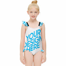 Charger l'image dans la galerie, Maillot de bain une pièce fille à volants NT040 personnalisé et design avec vos motifs photos ou votre prénom