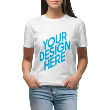 Charger l'image dans la galerie, T shirt tee shirt à manche courte et col rond 100% coton pour femme personnalisé avec photo logo et texte (Impression recto-verso)