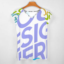 Charger l'image dans la galerie, T-shirt tee shirt col v femme / blouse volants manches courtes BUT personnalisé avec photo logo texte motif (impression des multi-images)