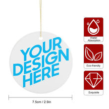 Charger l'image dans la galerie, Décoration / pendentif de Noël céramique rond personnalisé avec photo texte motif logo